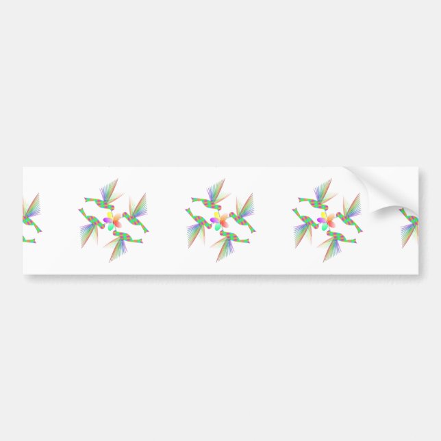 Autocollant De Voiture Colibris Arc-En-Ciel Embrasser Une Fleur (Devant)