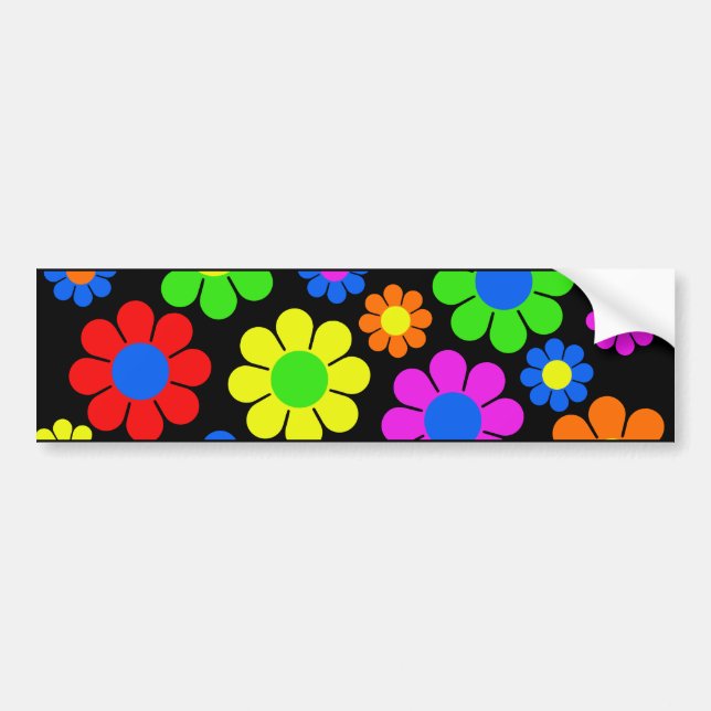 Autocollant De Voiture Collage de fleur de hippie (Devant)