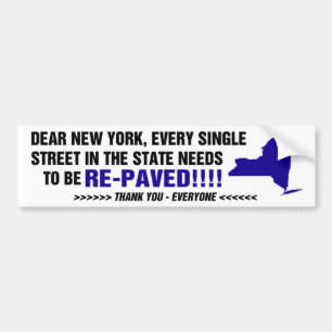 Autocollant De Voiture Colonne de pare-chocs New York POTHOLES