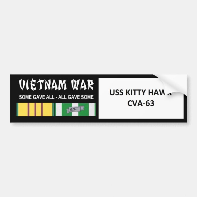AUTOCOLLANT DE VOITURE COMBATTANT D'USS KITTY HAWK VIETNAM (Devant)