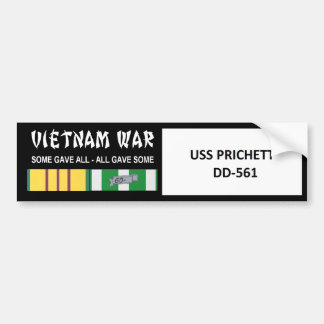 AUTOCOLLANT DE VOITURE COMBATTANT D'USS PRICHETT VIETNAM