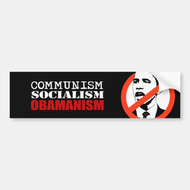 AUTOCOLLANT DE VOITURE COMMUNISME, SOCIALISME, OBAMANISM (Devant)