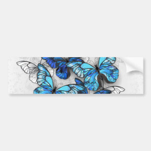 Autocollant De Voiture Composition des papillons blancs et bleus