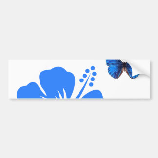Autocollant De Voiture Conception bleue de ketmie de papillon