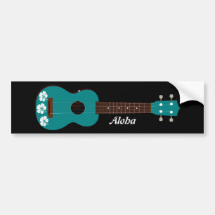 Autocollant De Voiture conception turquoise de ketmie d'ukulélé