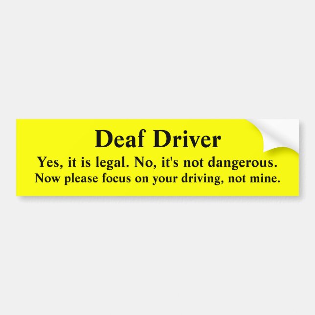 Autocollant De Voiture Conducteur sourd sûr dirigeant le foyer (Devant)