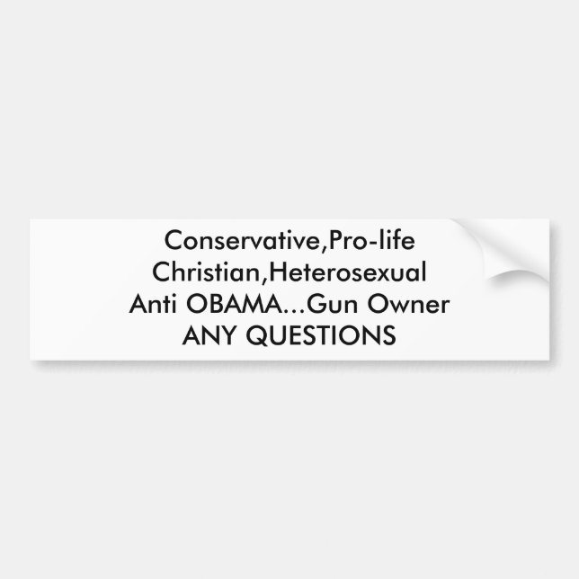 Autocollant De Voiture Conservateur, Pro-lifeChristian, HeterosexualAnti… (Devant)