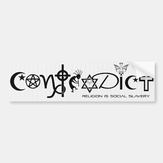 Autocollant De Voiture "CONTREDISEZ" la religion > esclavage social (Devant)