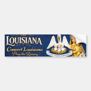 Autocollant De Voiture Convertissez la Louisiane .. Priez le Rosaire