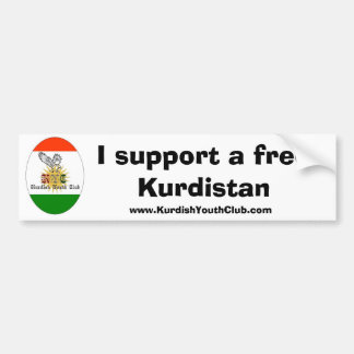 Autocollant De Voiture Copie de kycflagg, je soutiens le Kurdistan libre,