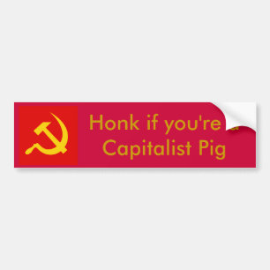 Autocollant De Voiture Cornez si vous êtes un porc capitaliste