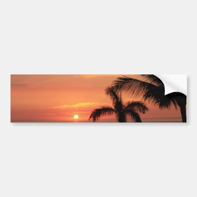 Autocollant De Voiture Coucher du soleil hawaïen orange, oiseaux et (Devant)