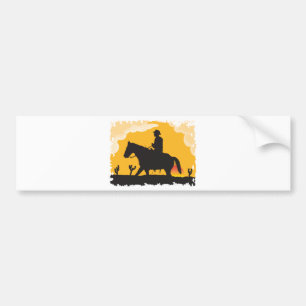 Autocollant De Voiture Cowboy de coucher du soleil