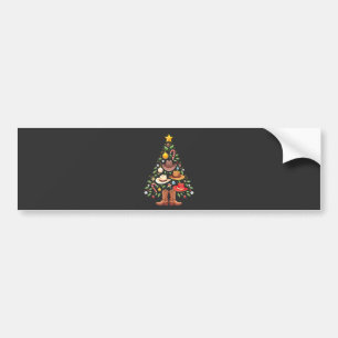 Autocollant De Voiture Cowboy Western Christmas Tree Père Noël