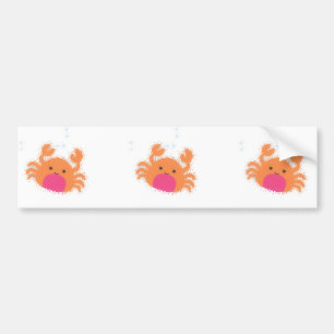 Autocollant De Voiture Crabe caricaturale orange