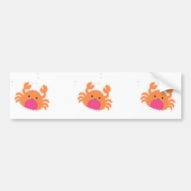 Autocollant De Voiture Crabe caricaturale orange (Devant)