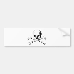 Autocollant De Voiture Crâne noir et blanc et os