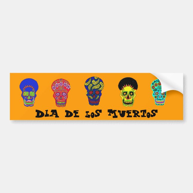 Autocollant De Voiture Crânes de Dia de los Muertos (Devant)