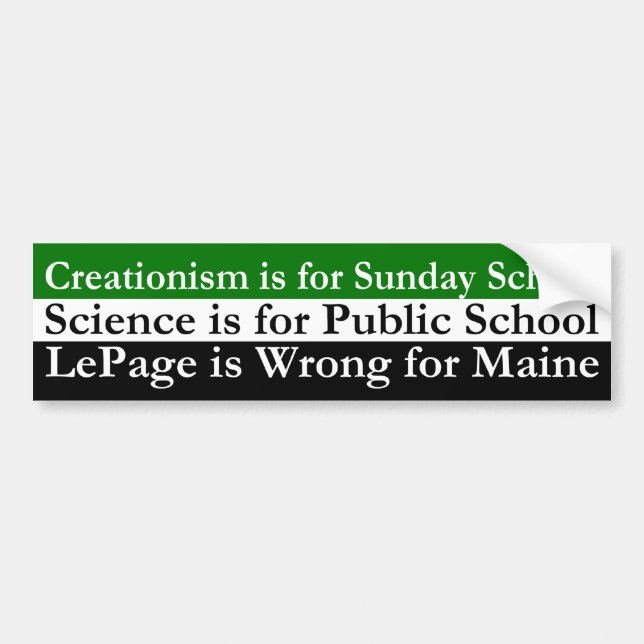 Autocollant De Voiture Créationisme, la Science et Paul LePage (Devant)