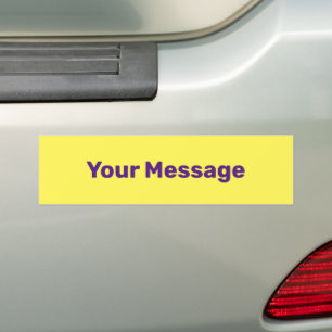 Autocollant De Voiture Créer votre modèle de texte jaune violet Message