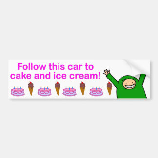 Autocollant De Voiture Crème glacée de gâteau et (texte rose)