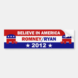 Autocollant De Voiture Croyez à l'Amérique Romney Ryan