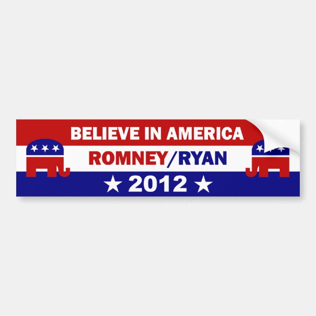 Autocollant De Voiture Croyez à l'Amérique Romney Ryan (Devant)