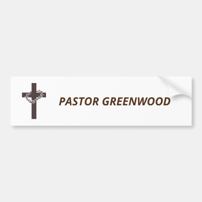 Autocollant De Voiture Crucifix Brown Modifiable Avec Nom D'Épines (Devant)