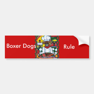 Autocollant De Voiture Cuisinier Chien Boxer