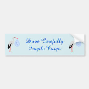 Autocollant De Voiture Cute Blue Baby Boy Stork Custom