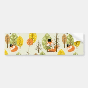Autocollant De Voiture Cute Orange Fox Autumn Trees