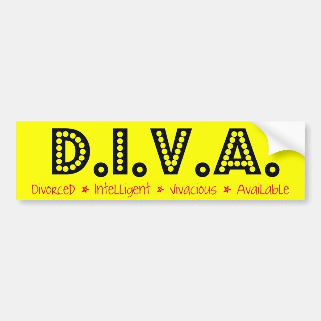 Autocollant De Voiture D.I.V.A. Femme Divorcée (Devant)