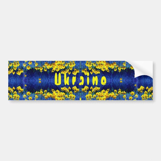 Autocollant De Voiture Daffodique Printemps Ukraine bleu jaune (Devant)
