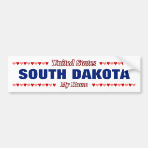 Autocollant De Voiture DAKOTA DU SUD - Ma patrie - États-Unis;Cœurs