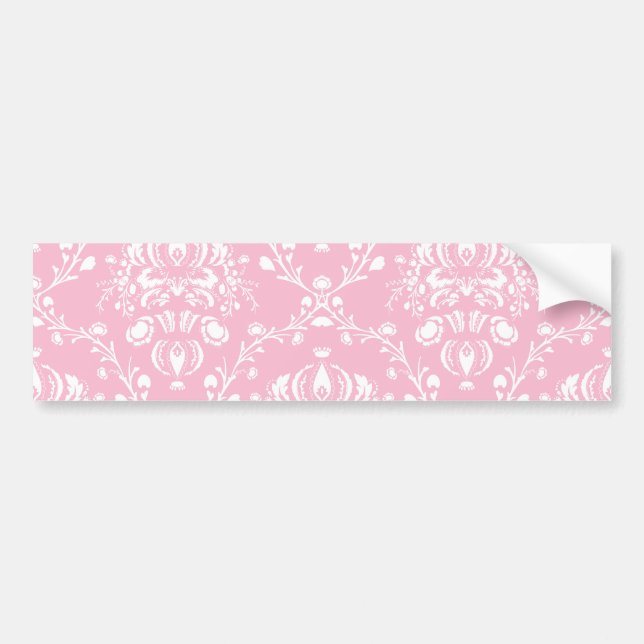 Autocollant De Voiture Damas rose et blanc (Devant)