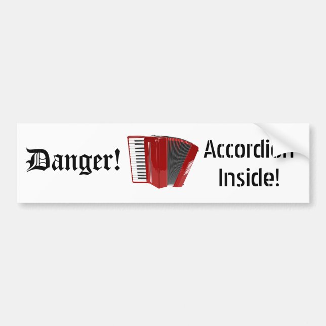 Autocollant De Voiture Danger ! Accordéon à l'intérieur ! (02) (Devant)
