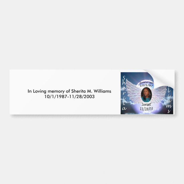 Autocollant De Voiture Dans la mémoire affectueuse de Sherita M. (Devant)