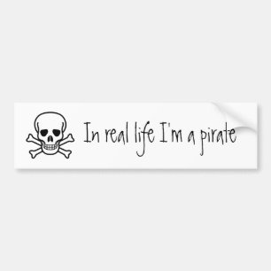 Autocollant De Voiture Dans la vie réelle je suis un pirate