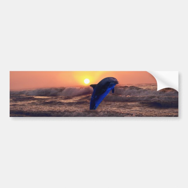 Autocollant De Voiture Dauphin au coucher du soleil (Devant)