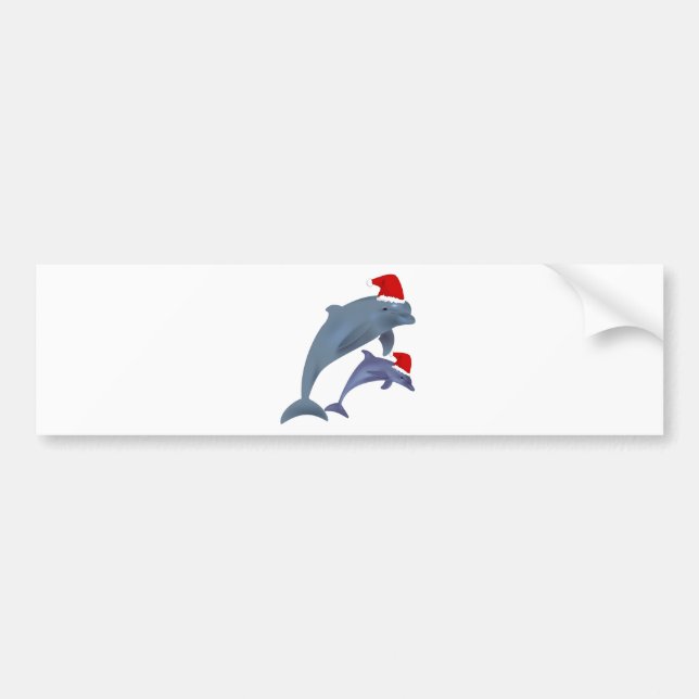 Autocollant De Voiture Dauphins de père Noël (Devant)