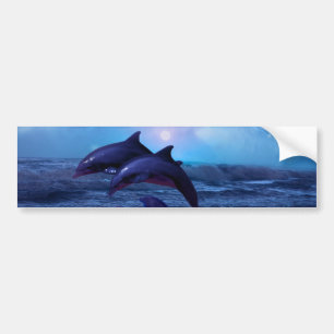Autocollant De Voiture Dauphins jouant dans l'océan
