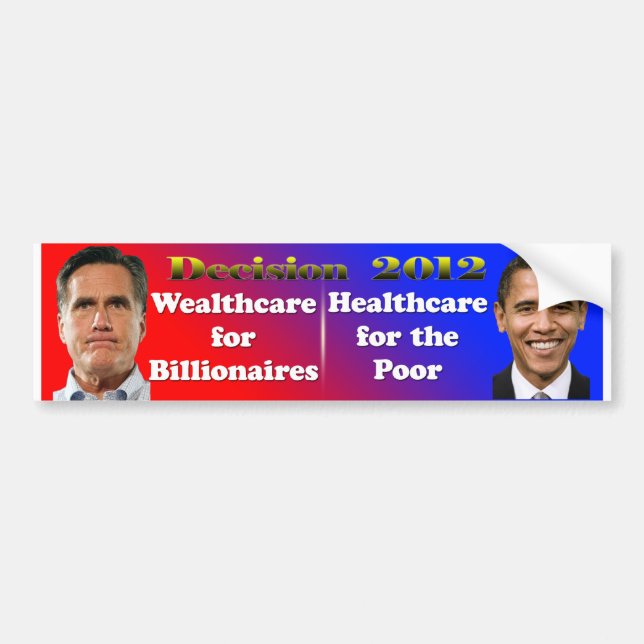 Autocollant De Voiture Décision Romney 2012 Wealthcare, soins de santé (Devant)