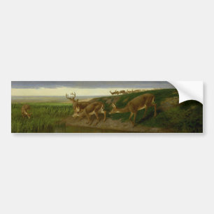 Autocollant De Voiture Deer on the Prairie (by William Holbrook Beard)