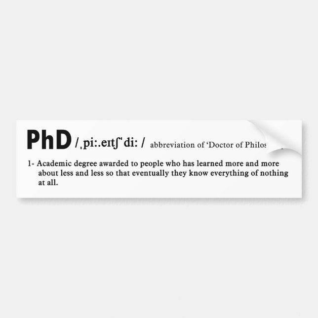 Autocollant De Voiture définition de phd drôle (Devant)