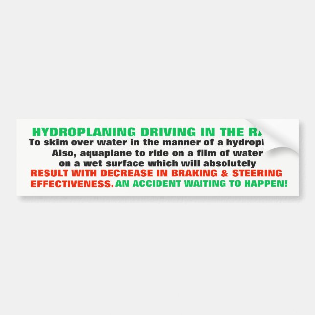 AUTOCOLLANT DE VOITURE DÉFINITION HYDROPLANANTE POUR LES CONDUCTEURS (Devant)