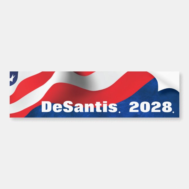 Autocollant De Voiture DeSantis 2028 Texte avec drapeau (Devant)