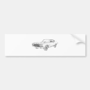 Autocollant De Voiture Dessin 1970 noir et blanc de Chevrolet Chevelle
