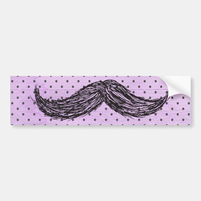 Autocollant De Voiture Dessin   drôle de moustache avec le pois pourpre (Devant)