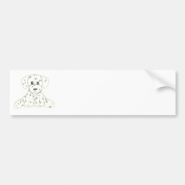 Autocollant De Voiture dessin simple de chien dalmatien noir et blanc pou (Devant)