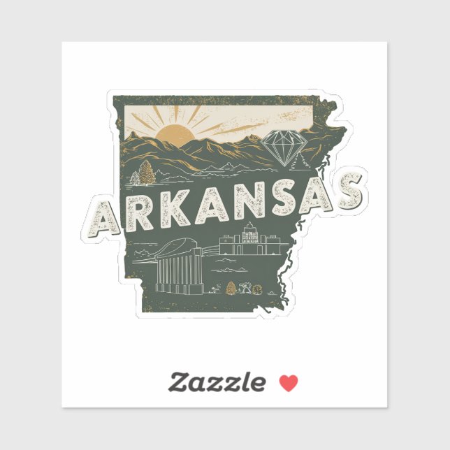 Autocollant de voiture d'État Retro Arkansas (Feuille)
